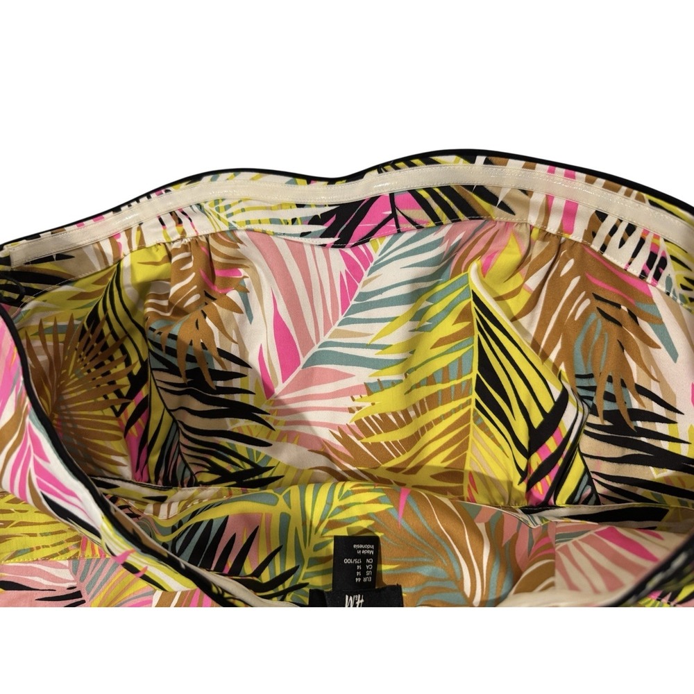 H&M‎ Strapless Tropical Palm Print Dress Size 14 Sweetheart A-Line - Picture 6 of 16